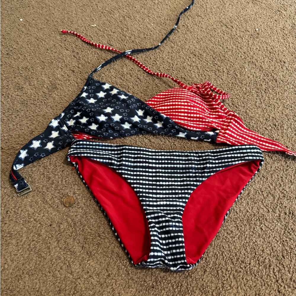 Hollister red white and blue swimsuit